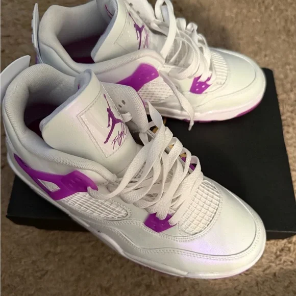 Jordan Kids White and Purple Sneakers